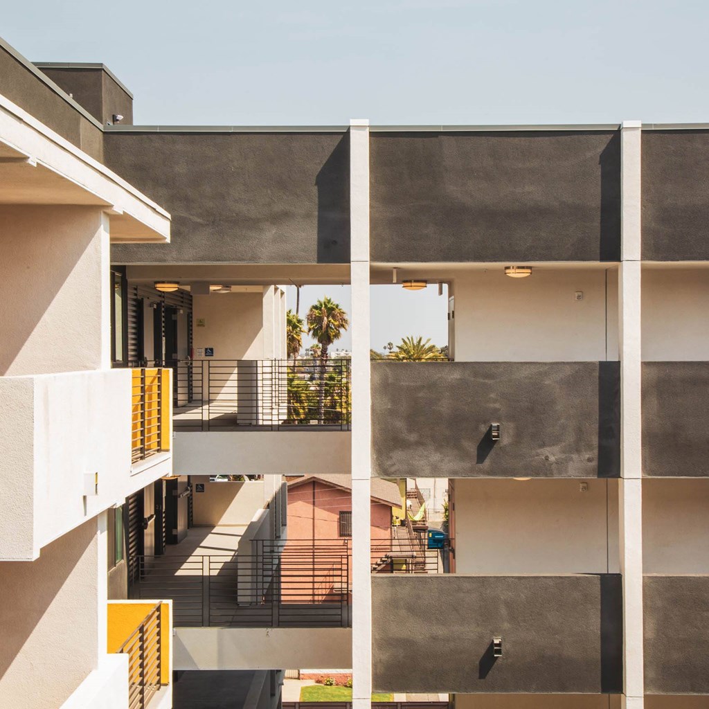 Building hallway at Sora Apartments, Inglewood, 90302