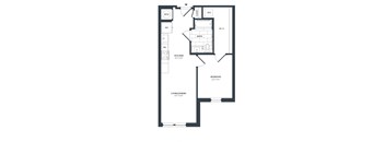 A floor plan of a house with a living room, dining room, kitchen, and bathroom.
