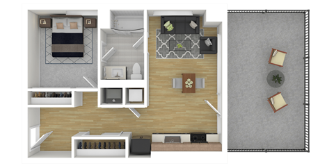 1C Floor Plan at Channel House, Oakland