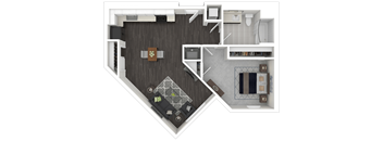 1D1 Floor Plan at Channel House, Oakland