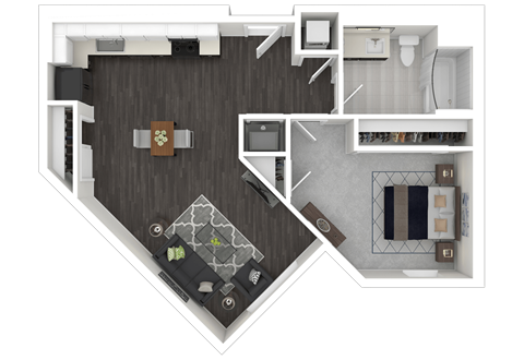 1D1 Floor Plan at Channel House, Oakland