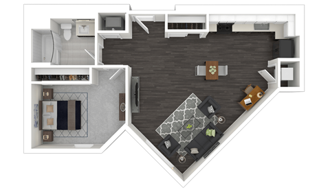 1E1 Floor Plan at Channel House, Oakland, 94607