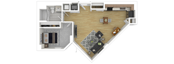 1E3 Floor Plan at Channel House, Oakland, CA, 94607