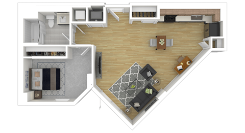 1E3 Floor Plan at Channel House, Oakland, CA, 94607