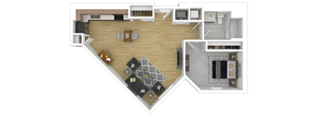 1E Floor Plan at Channel House, Oakland