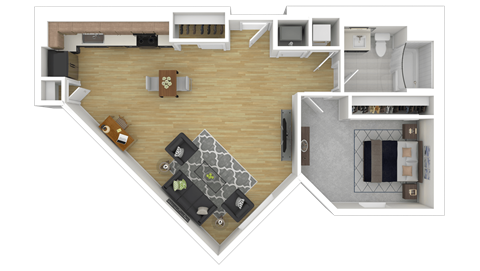 1E Floor Plan at Channel House, Oakland