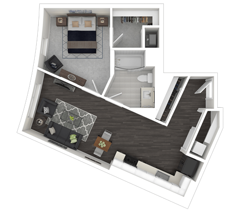 1I Floor Plan at Channel House, Oakland