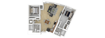 1J1 Floor Plan at Channel House, Oakland, California