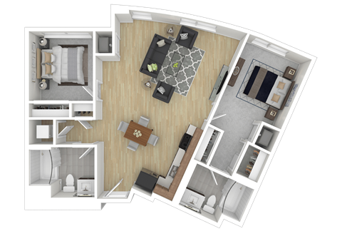 1J1 Floor Plan at Channel House, Oakland, California