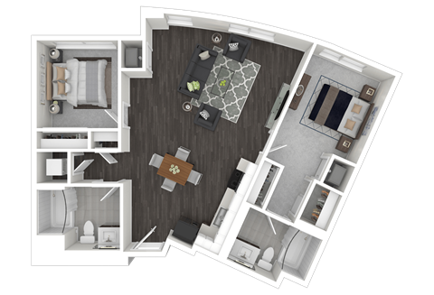 1J2 Floor Plan at Channel House, Oakland, CA