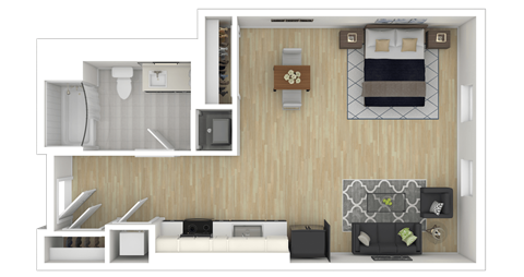 1M1 Floor Plan at Channel House, Oakland, California