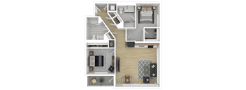 2A1 Floor Plan at Channel House, Oakland