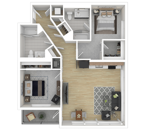 2A1 Floor Plan at Channel House, Oakland