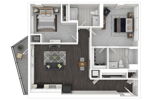 2C Floor Plan at Channel House, Oakland, California
