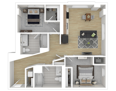2E Floor Plan at Channel House, Oakland, California