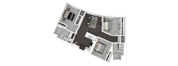 3B Floor Plan at Channel House, Oakland, CA, 94607