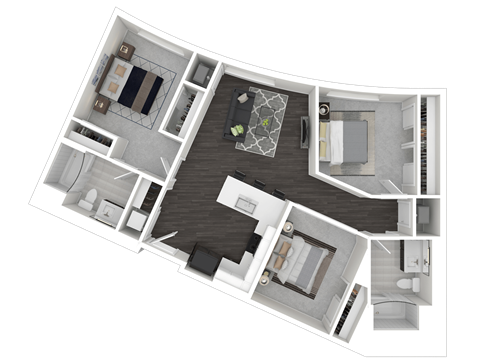 3B Floor Plan at Channel House, Oakland, CA, 94607