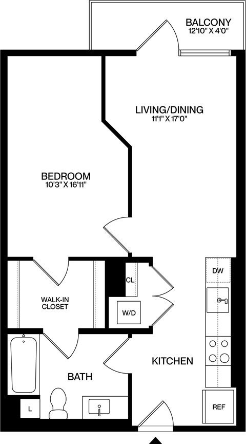 A black and white image of a floor plan for a home.