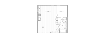 A floor plan of a house with a kitchen, dining room, and master bedroom.