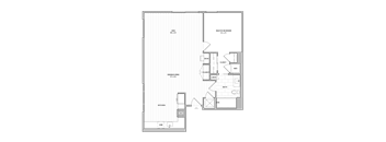 A floor plan of a house with a master bedroom, a study, a kitchen, and a dining area.