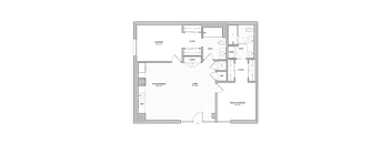 A floor plan of a building with rooms labeled, including a kitchen, bathrooms, and a master bedroom.