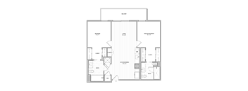 A floor plan of a house with a balcony and a master bedroom.