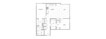 A floor plan of a house with a master bedroom suite, a living room, a kitchen, a bath, and a den.