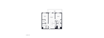 A black and white image of a house floor plan.