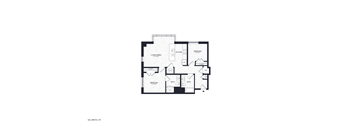A black and white floor plan of a house with labeled rooms.