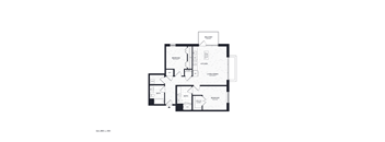 A black and white floor plan of a house with labeled rooms.