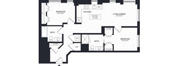 A black and white image of a floor plan for a house.