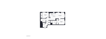 A black and white image of a floor plan with labeled rooms.