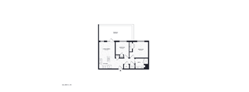 A black and white floor plan of a house with a garage and a separate entrance.