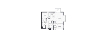 A black and white floor plan of a house with labeled rooms.