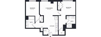 A black and white image of a floor plan for a house.