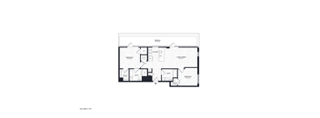 A floor plan of a house with a living room, dining room, kitchen, and two bathrooms.