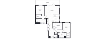 A black and white floor plan of a house with labeled rooms.
