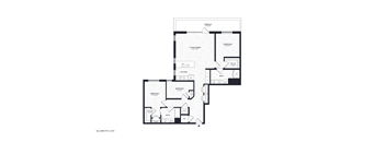 A black and white floor plan of a house with labeled rooms.