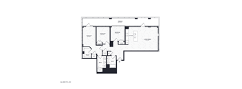 A black and white floor plan of a house with labeled rooms.
