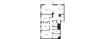 A black and white floor plan of a house with labeled rooms.