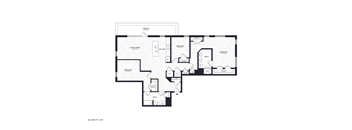 A black and white floor plan of a house with labeled rooms.