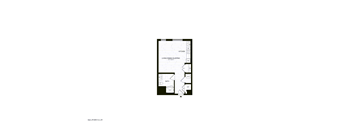 A diagram of a kitchen layout with labeled appliances and furniture.