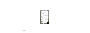 A black and white image of a floor plan with labeled rooms and furniture.