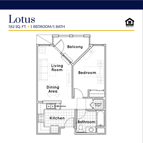 Lotus floorplan at Parkview Living Apartments, California, 90026