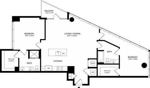 A black and white image of a floor plan for a home.