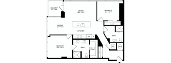 B2 Floor Plan at The Mitchell , Georgia, 30303