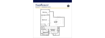 Sunflower floorplan at Parkview Living Apartments, Los Angeles, CA, 90026
