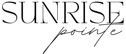 The image displays the words "SUNRISE" and "pointe" in a stylized font.