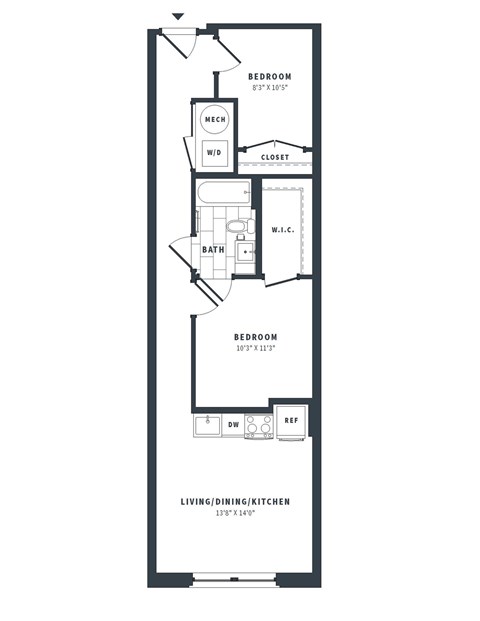 1D-B Floor Plan at The Vale at the Parks, Washington, 20012  