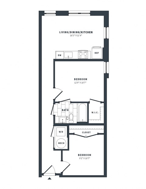 1D-C Floor Plan at The Vale at the Parks, Washington District of Columbia  